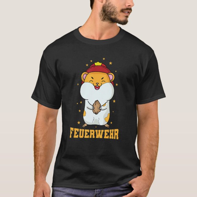 Fire Department Hamster with Fire Helmet T-Shirt (Vorderseite)