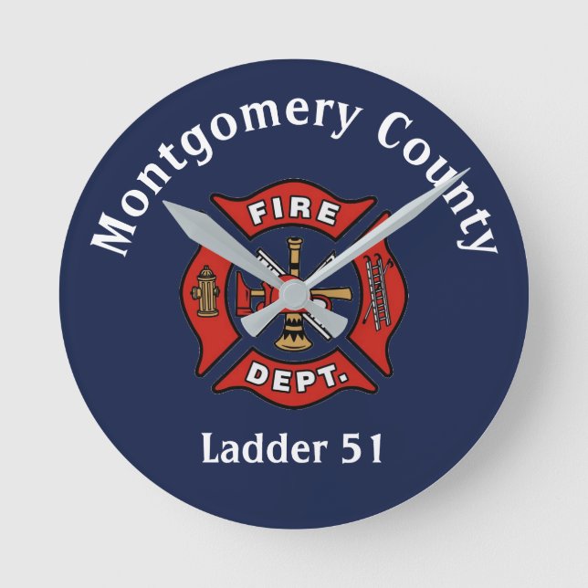 Fire Department Logo Custom  Runde Wanduhr (Vorderseite)