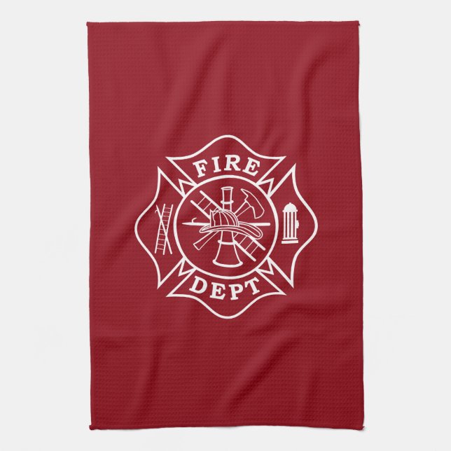 Fire Dept Maltese Kreuzküche Handtuch 16" x 24" (Vertikal)