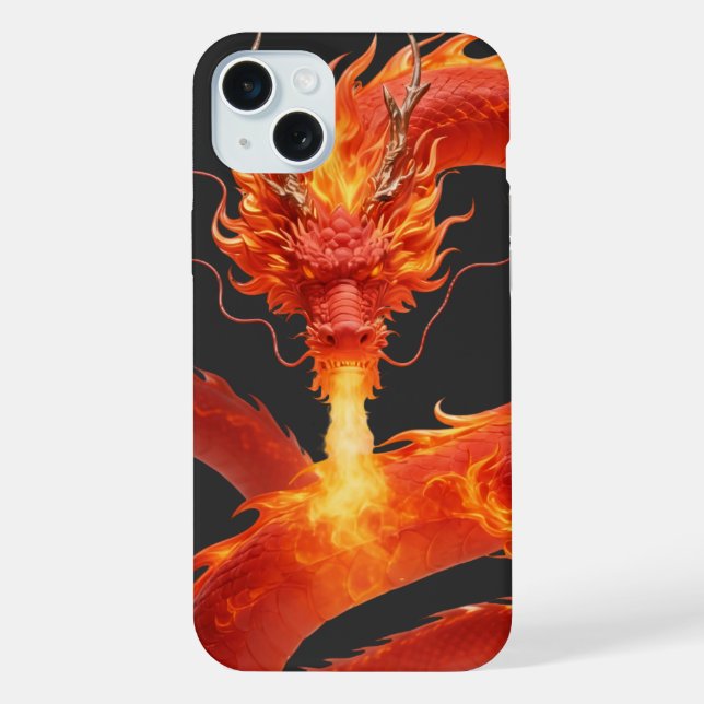Fire Dragon Fantasy Art Design, Mythical Creature  iPhone 15 Plus Hülle (Rückseite)