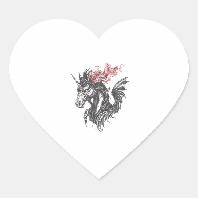 Fire Dragon Unicorn Hybrid (1) Herz-Aufkleber (Vorderseite)