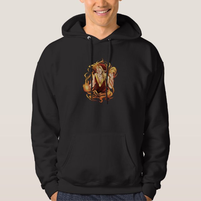 Fire Elf Surrounded By Flames Mythical Dwarf Elf Hoodie (Vorderseite)