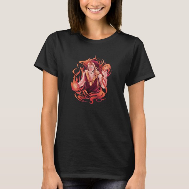 Fire Elf Surrounded By Flames Mythical Dwarf Elf   T-Shirt (Vorderseite)