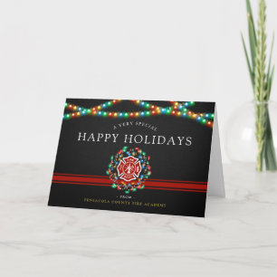 Fire Fighter Happy Holidays Wird Christmas Custom Feiertagskarte