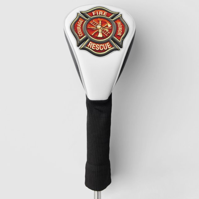 Fire Fighter Maltese Cross Golf Club Driver Cover Golf Headcover (Vorderseite)
