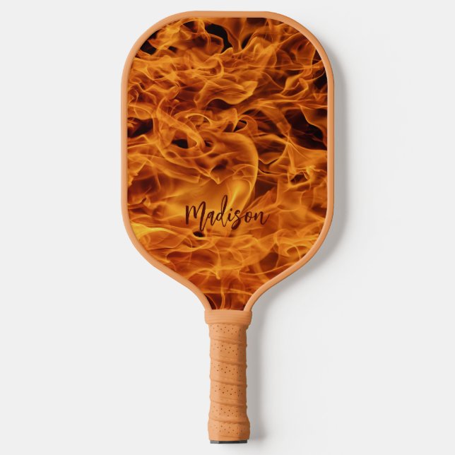 Fire Flames custom name Pickleball Schläger (Vorderseite)