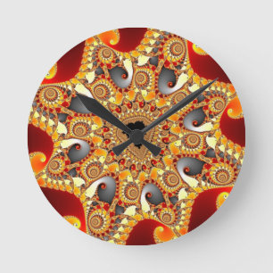 Fire fractal runde wanduhr