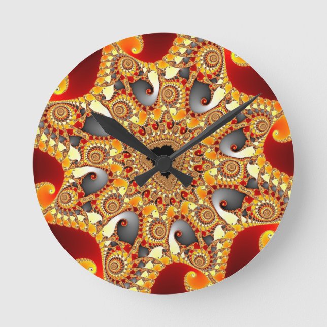 Fire fractal runde wanduhr (Vorderseite)