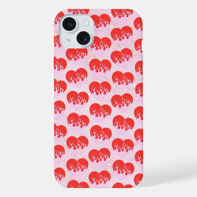 Fire Heart iPhone Case 15 Plus Hülle (Rückseite)