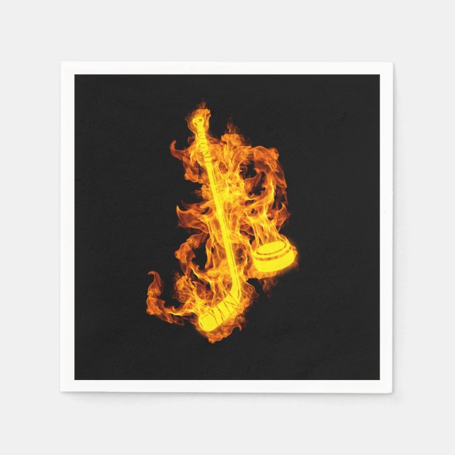 Fire Hockey Flames Hockey Stick Ball Serviette (Vorderseite)