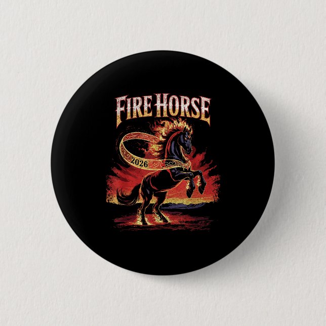 Fire Horse 2026 Zodiac Art Chinese New Year  Button (Vorderseite)