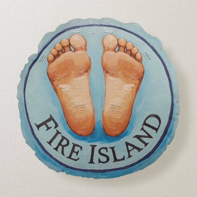 Fire Island barefoot & fancy free! Funny host gift Rundes Kissen (Vorderseite)