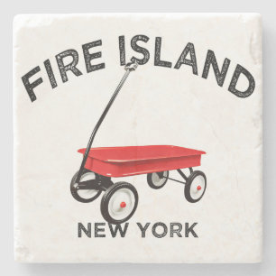 Fire Island große Version Roter Wagen Long Island Steinuntersetzer