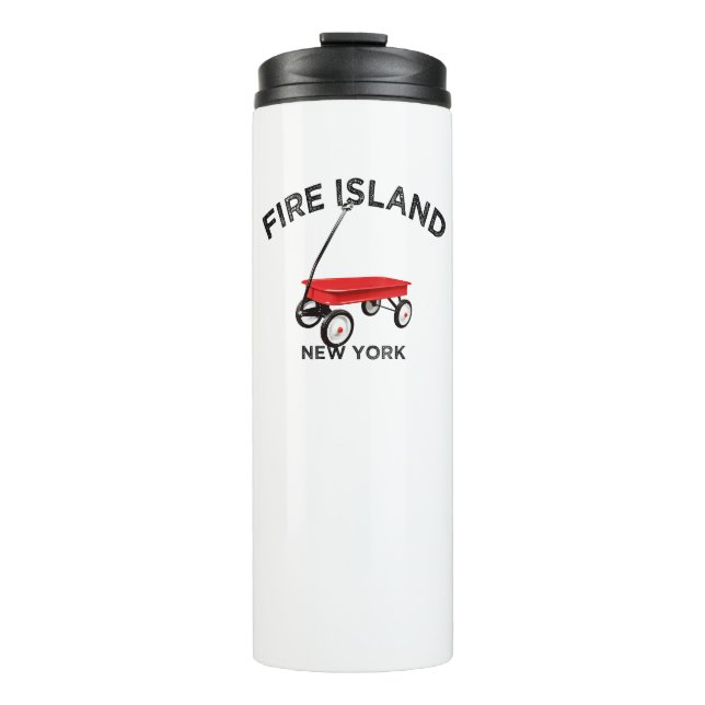 Fire Island große Version Roter Wagen Long Island  Thermosbecher (Vorderseite)