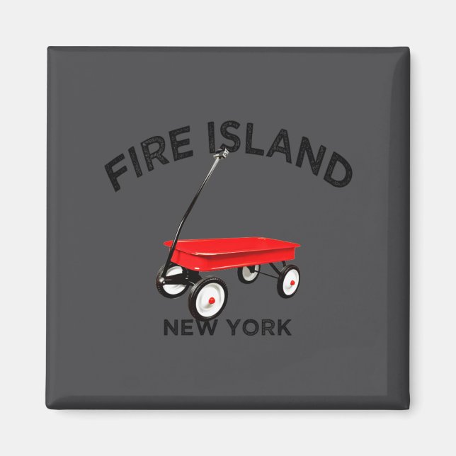 Fire Island Large Version Red Wagon Long Island Ny Magnet (Vorne)