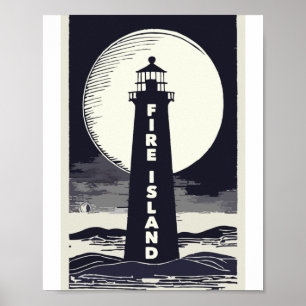 Fire Island Leuchtturm New York Mond Poster