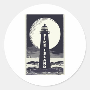 Fire Island Leuchtturm New York Mond Runder Aufkleber