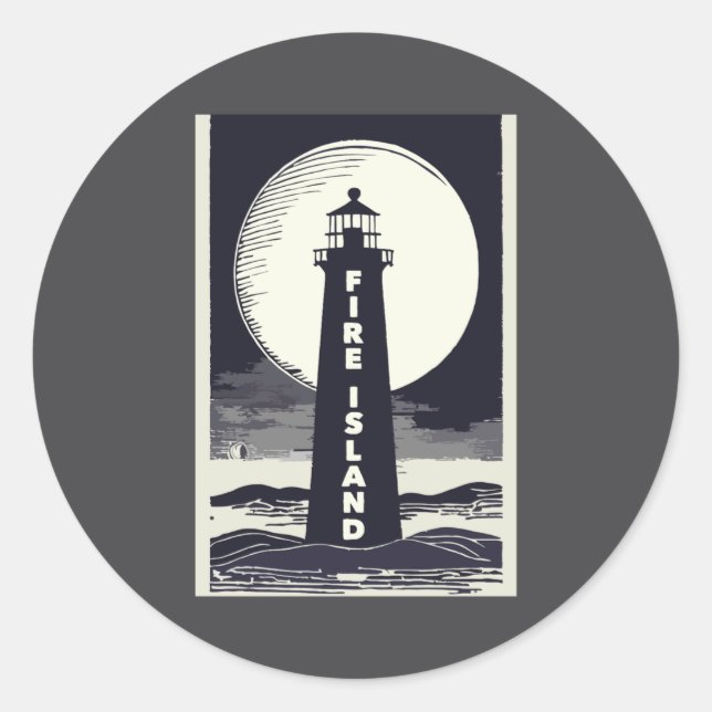 Fire Island Lighthouse New York Moon  Runder Aufkleber (Vorderseite)