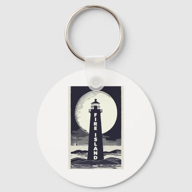 Fire Island Lighthouse New York Moon  Schlüsselanhänger (Vorderseite)