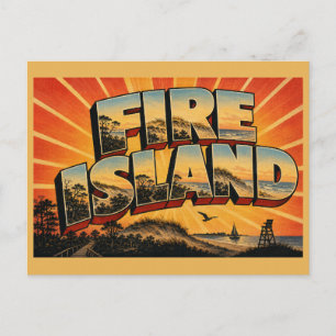 Fire Island New York Dünen Meereswald Kunst Postkarte