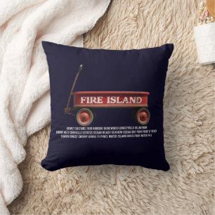 Fire Island retro roter Wagen Strand Sommerurlaub Kissen