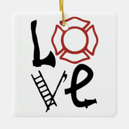 FIRE-LIEBE mit Ax, Malteser Kreuz, Lady, Pike Keramikornament