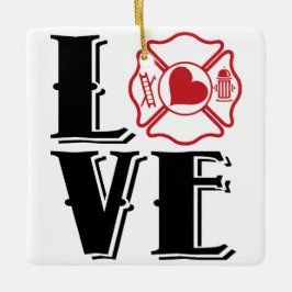 FIRE-LIEBE mit Malteser Kreuz und Herz Keramikornament
