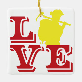 FIRE-LIEBE mit Wildland-Feuerwehrmann [FL15] Keramikornament