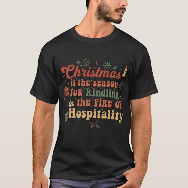 "Fire of Hospitality" Vintage Christmas  T-Shirt (Vorderseite)