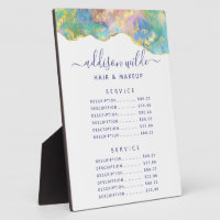 Fire Opal Rainbow Gemstone Prix Menu Plaque