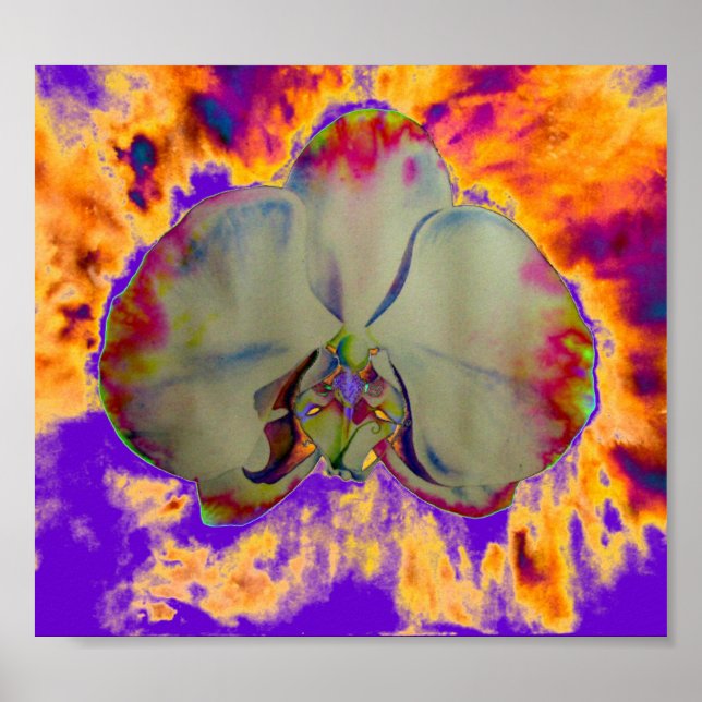 Fire Orchid, abstract tropical floral painting Poster (Vorne)