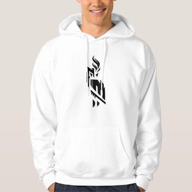 Fire Owl White Hoodie For Men (Vorderseite)