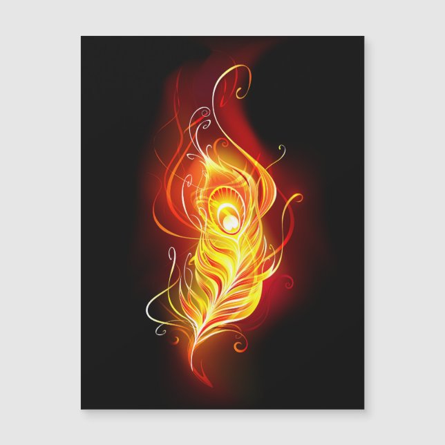 Fire Peacock Feather Magneteinladung (Vorderseite)