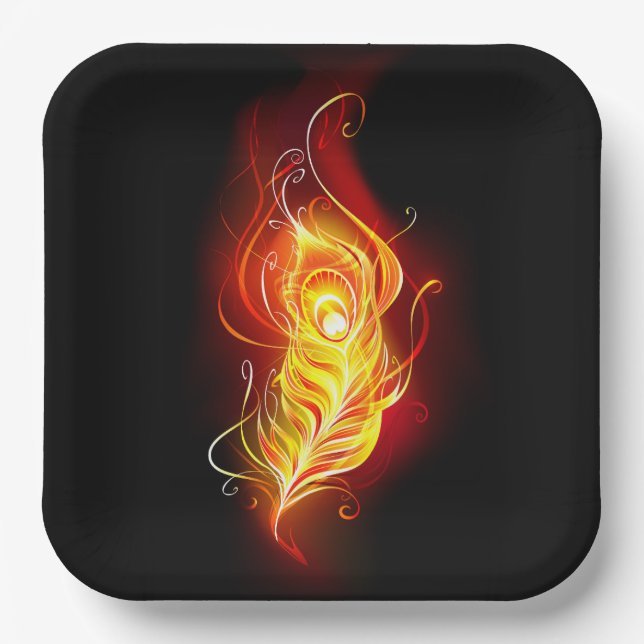 Fire Peacock Feather Pappteller (Vorderseite)