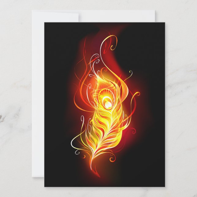 Fire Peacock Feather Save The Date (Vorderseite)