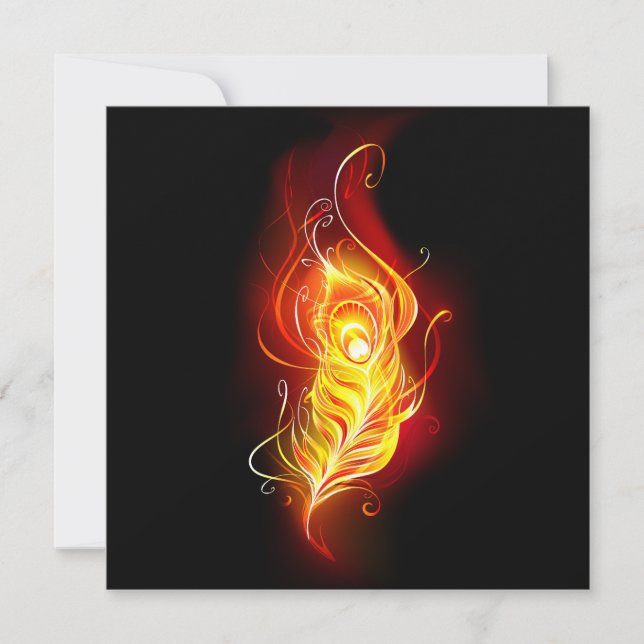 Fire Peacock Feather Save The Date (Vorderseite)