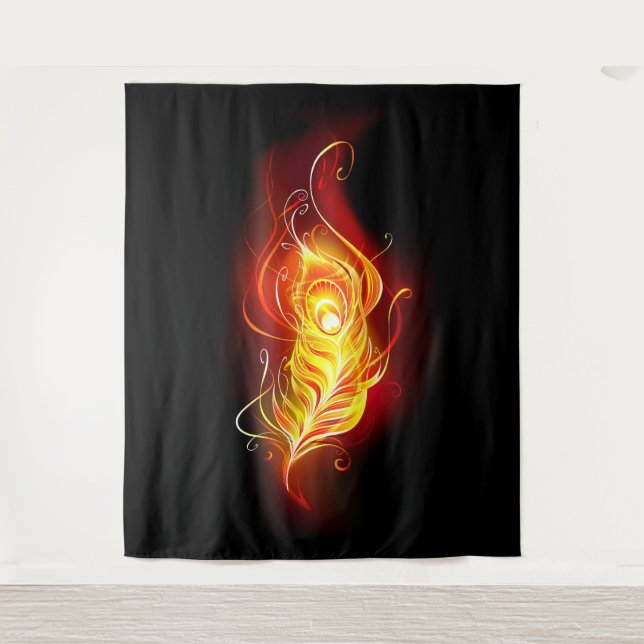 Fire Peacock Feather Wandteppich (Vorderseite)