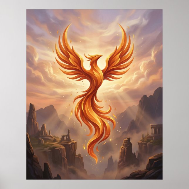 Fire Phoenix Sacred Cliffs Poster (Vorne)
