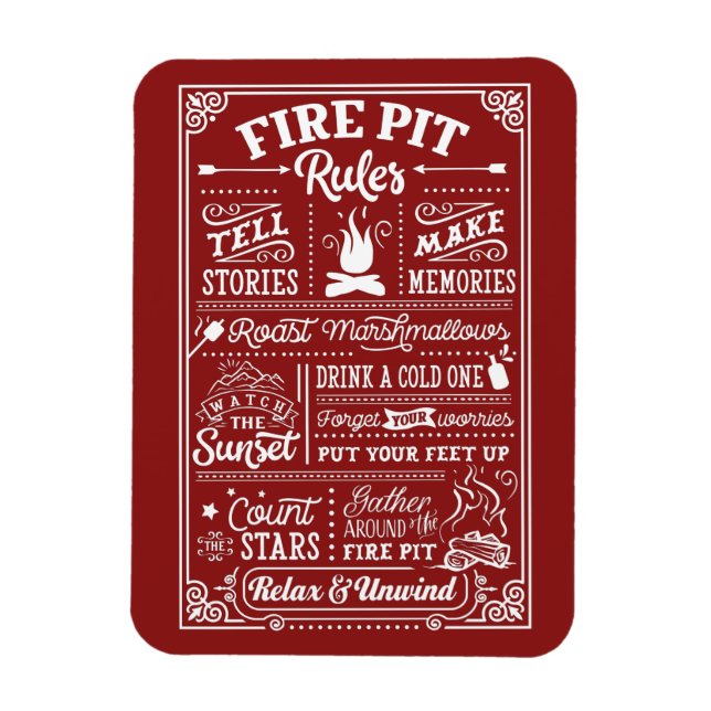 Fire Pit Rules List Custom Background Magnet (Vertikal)