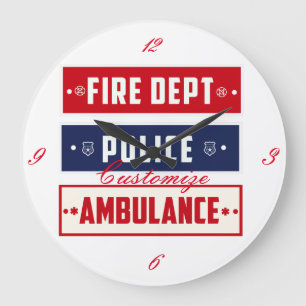 Fire Police Ambulance Thunder_Cove Große Wanduhr