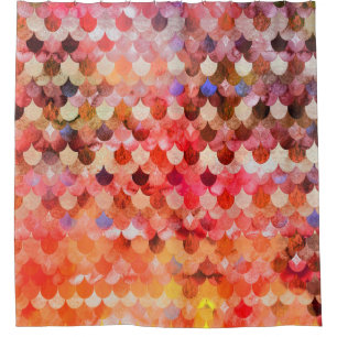 Fire Red Mermaidscales Mermaid Fishscales Scales Duschvorhang