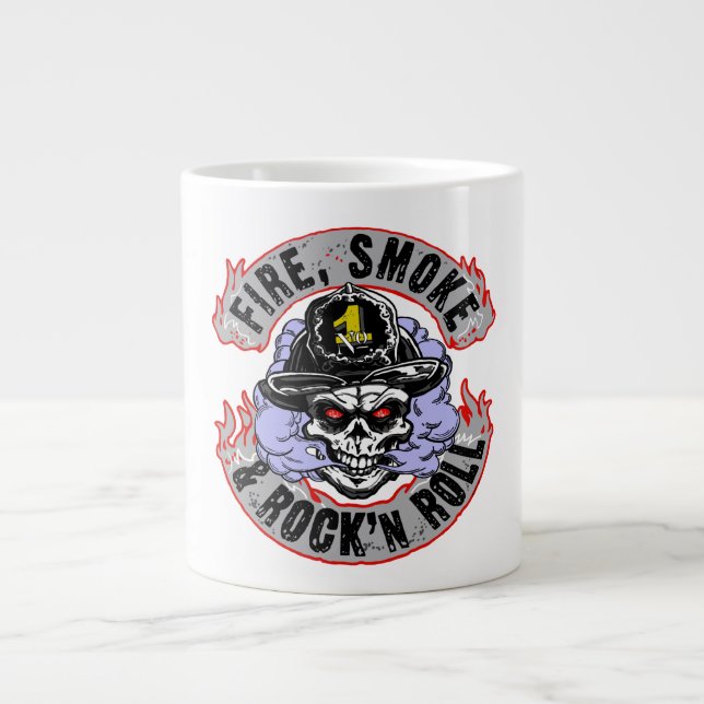 Fire, Smoke & Rock n Roll Jumbo-Tasse (Vorderseite)