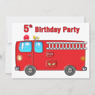 Fire Truck 5. Geburtstag Einladung