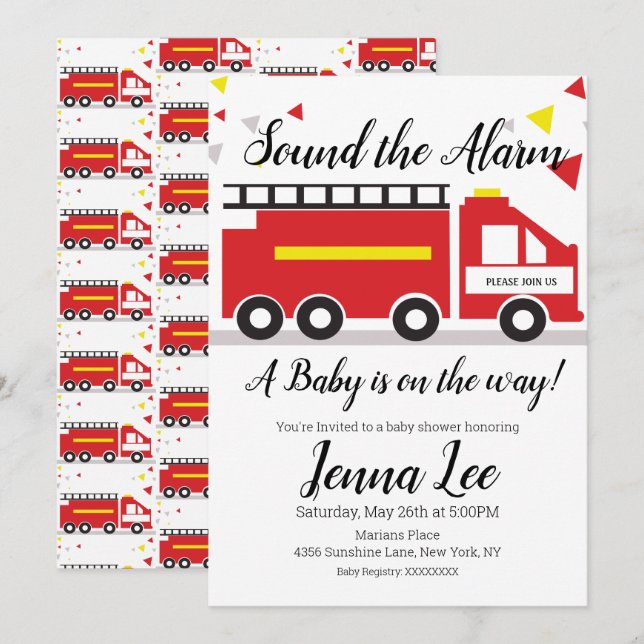 Fire Truck Baby Shower Confetti Einladung (Vorne/Hinten)