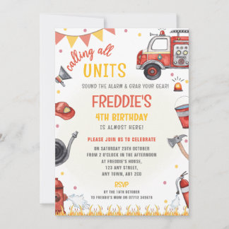 Fire Truck Birthday Invitation - Sound the Alarm  Einladung