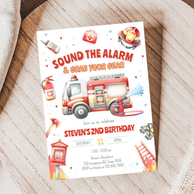 Fire Truck Birthday Party  Einladung (Fire Truck Birthday Party Invitation)