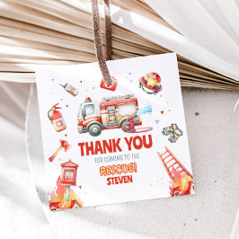 Fire Truck Birthday Party Square Geschenkanhänger