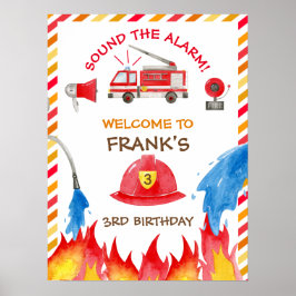 Fire Truck Fire Engine Birthday Party Welcome Sign Poster