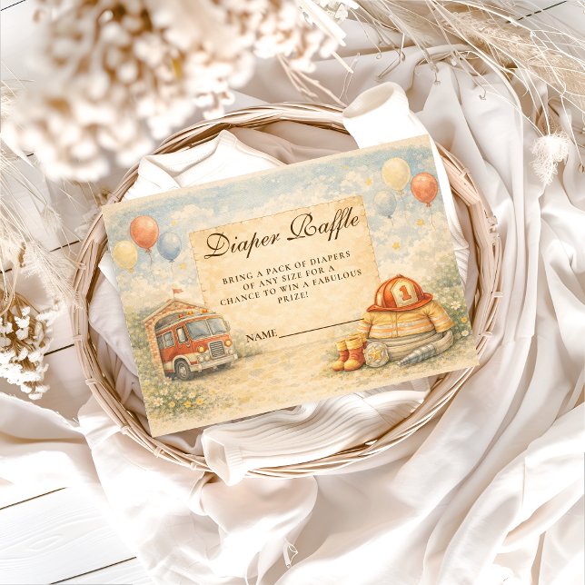 Fire Truck Firefighter Diapper Raffle Begleitkarte (Von Creator hochgeladen)