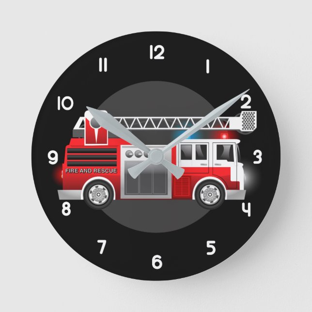 Fire truck runde wanduhr (Vorderseite)